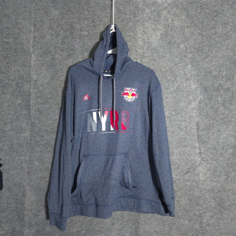 Adidas New York Red Bulls Mens 2XL Blue MLS Soccer Hoodie NYRB Pullover 309FA15